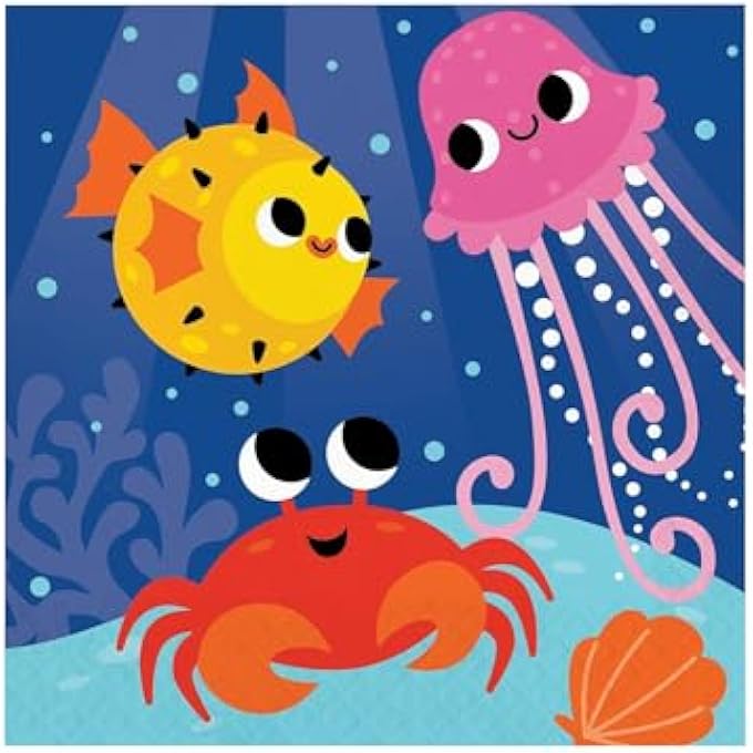 OCEAN CELEBRATION LUNCHEON NAPKIN 16-PIECES - Image 1